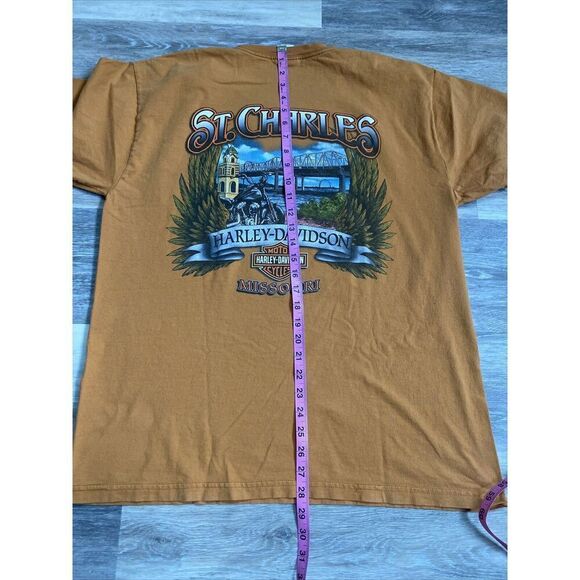 Harley-Davidson Black Short Sleeved Shirt L Large LG St Charles Missouri Orange - Picture 10 of 10